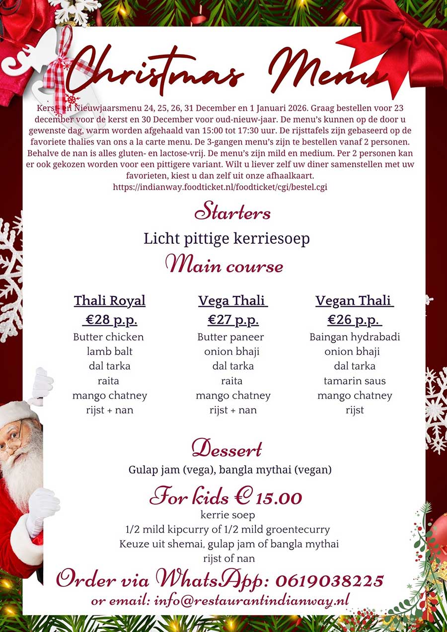 kerstmenu indianway 2023